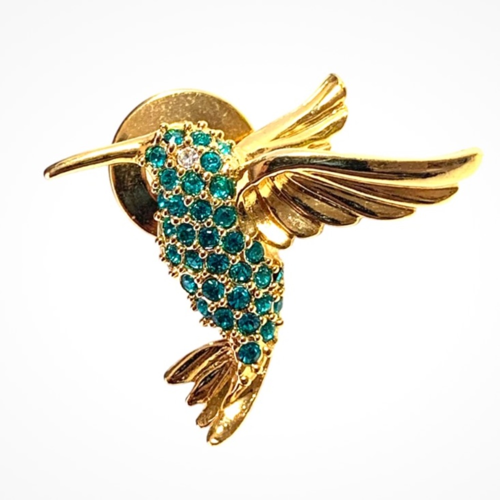 Hummingbird Smithsonian Institution Birthstone Gold & Emerald Lapel Pin - Picture 8 of 8